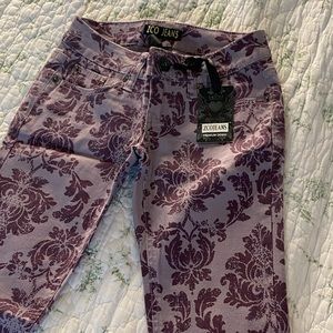 NWOT Juniors Purple Paisley ZCO Denim Jeans